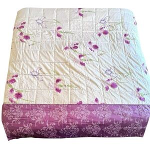 Yves Delorme Paris IRIS Collection King Quilted Reversible Coverlet Bedcover